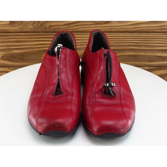 Paul Green Size 6 Loafer Red Leather Medium Drawstring Women - Picture 3 of 11